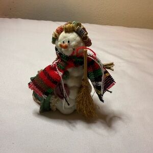 Charming Snowman Figurine with Colorful Scarf